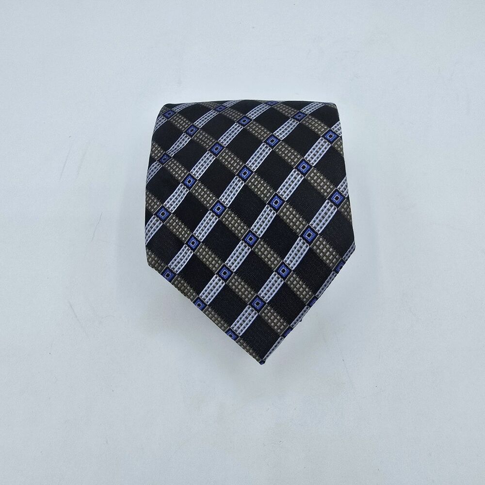 Paul Dione Mens Slik Multi Colored Brown Necktie 57x 4 In Geometric Menswear